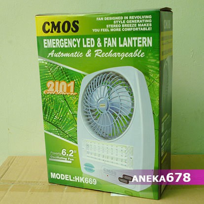 CMOS HK669 Emergency Lamp With Fan Rechargeable LAMPU DARURAT + KIPAS ANGIN