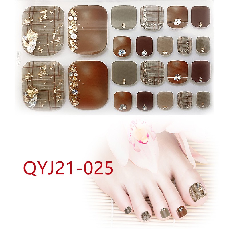 Qyj21-021 - 040 22pcs / Lembar Stiker Kuku Kaki 3d Diy Untuk Nail Art