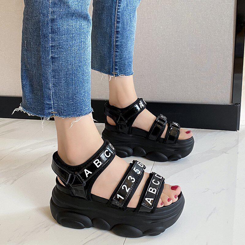 1001 SEPATU  ALFABET WEDGES  WANITA !!! - 2 WARNA