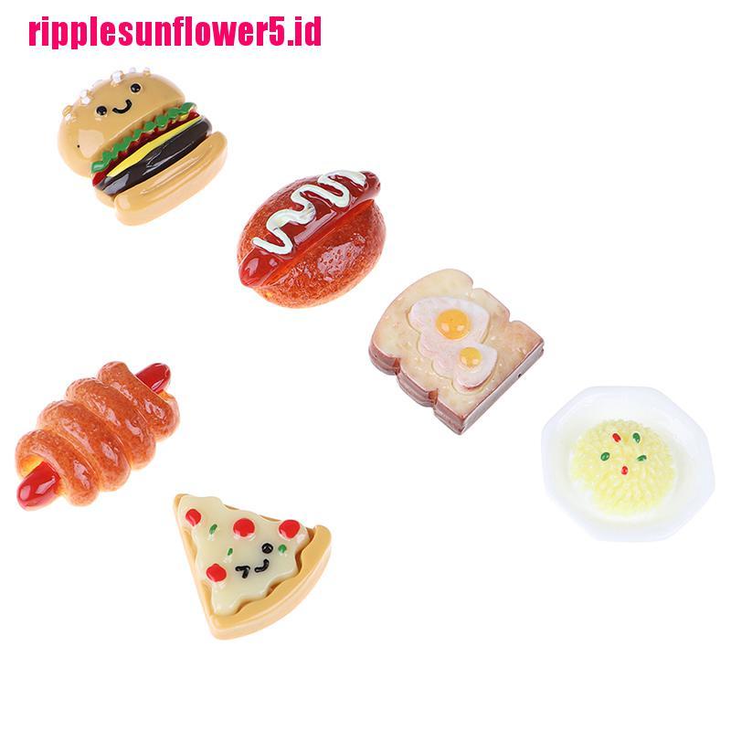 10pcs Miniatur Hamburger Pizza Roti Bahan Resin