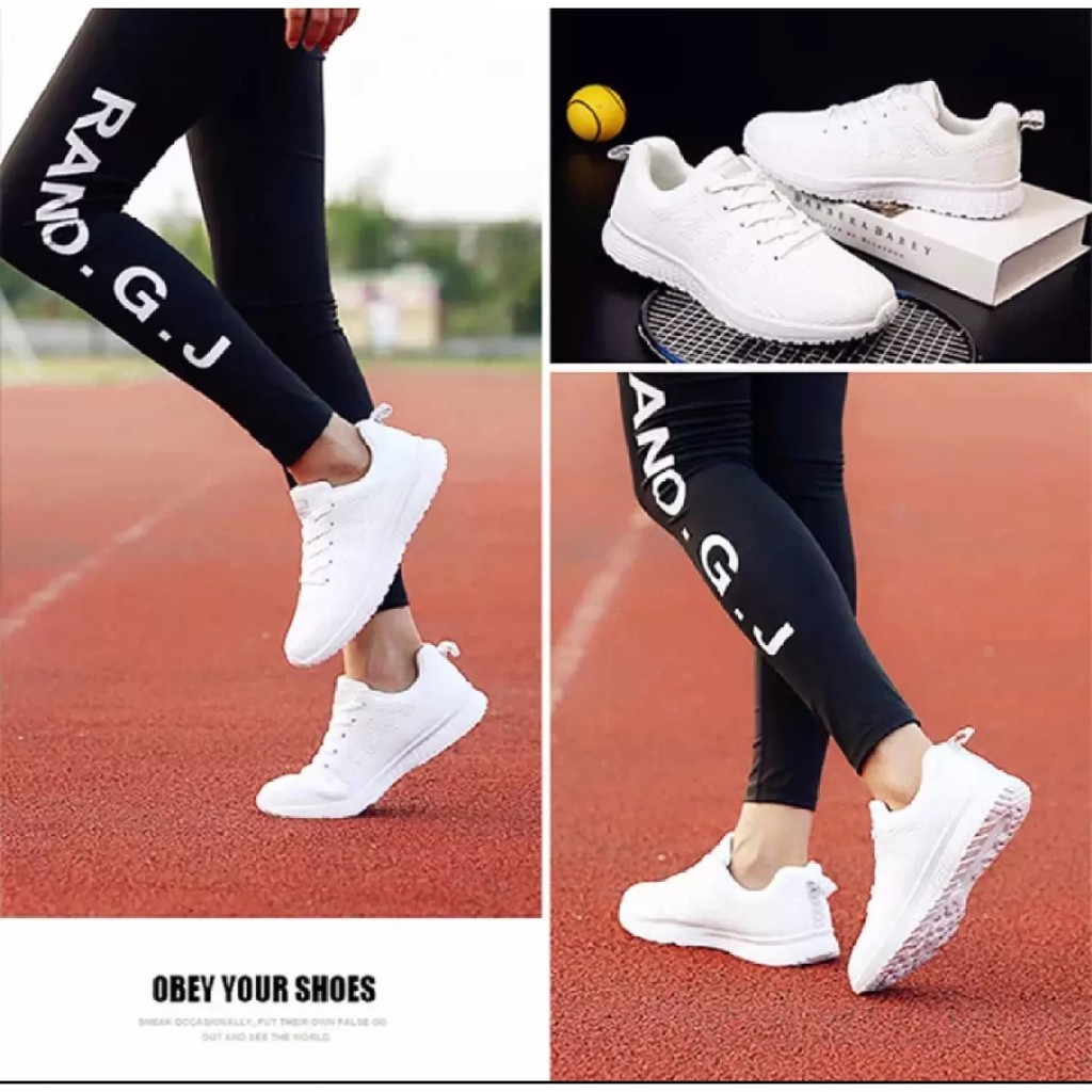 GROSIR - Sepatu Wanita Fashion Sport Modis Putih Polos