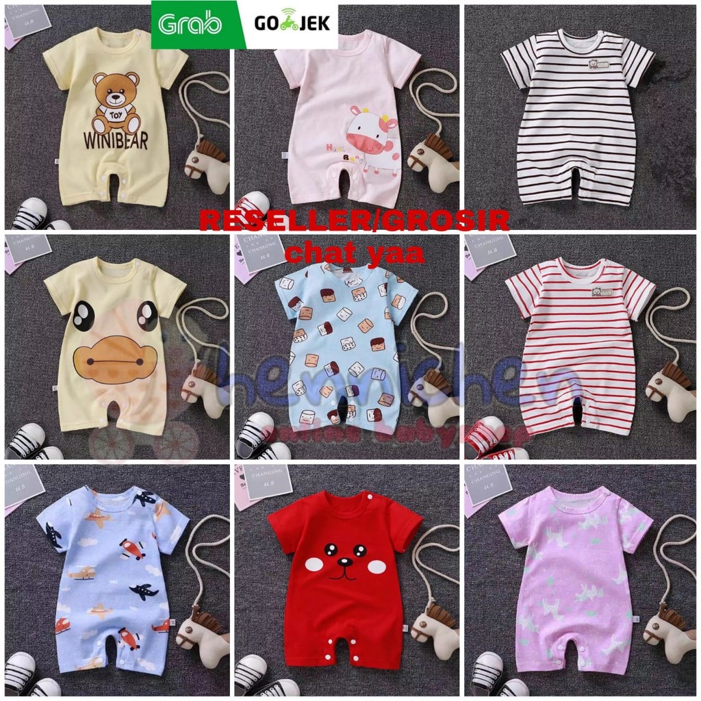 JUMPER PENDEK KARAKTER LUCU IMPORT ROMPER BAYI / ROMPER JUMPER PENDEK BAYI 0 - 6 BULAN