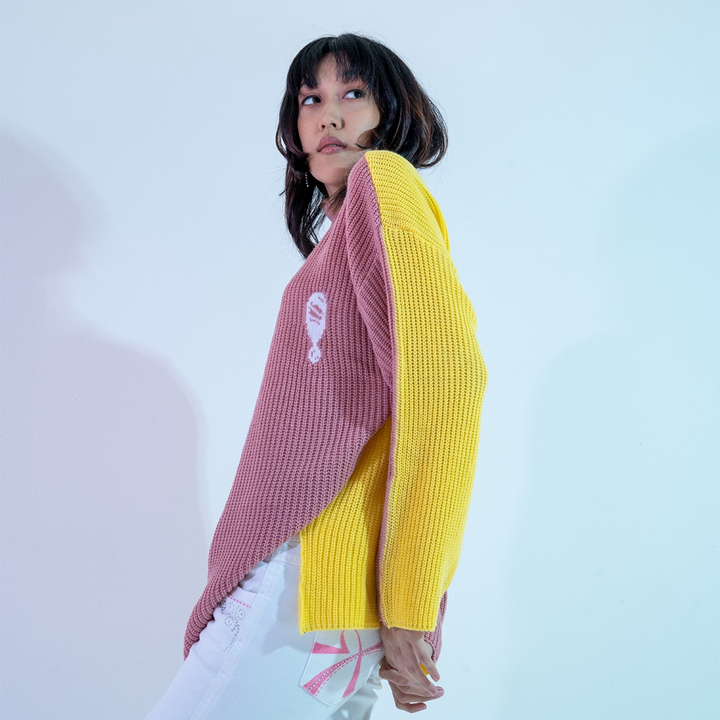 Yesyou Iris Two Tone Oversized Knitwear