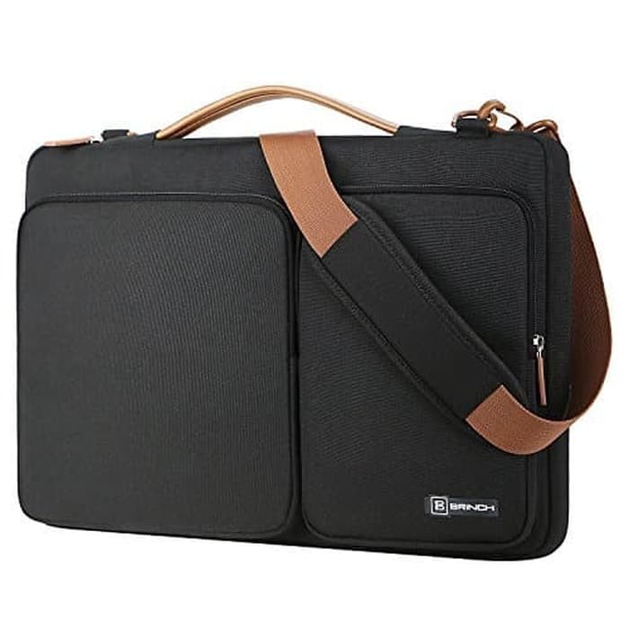 BRINCH Long Strap Tas Laptop Bag Selempang jinjing anti air waterproof 15 - 15.6 inch - Black