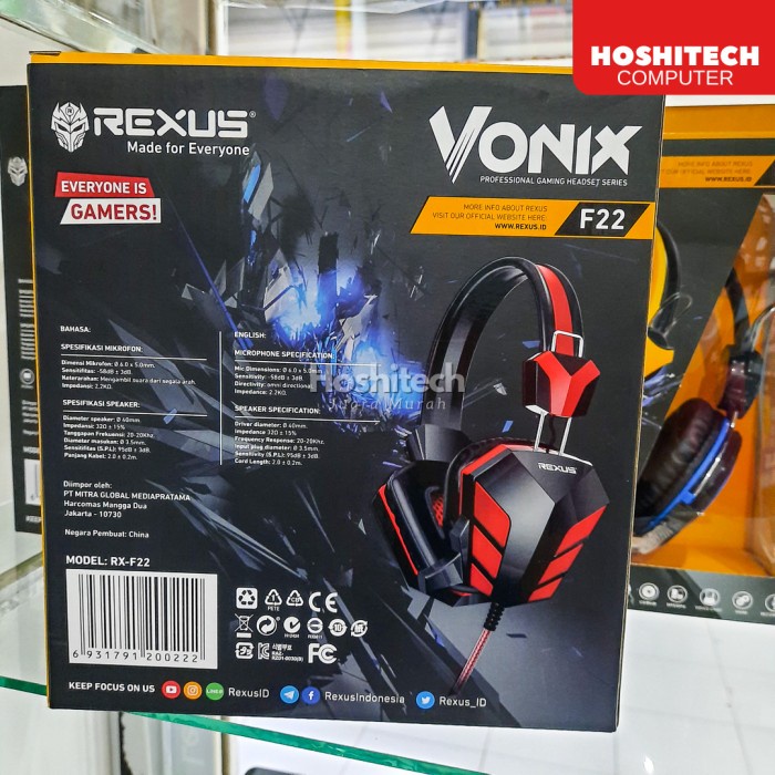 Headset Gaming Rexus F22 Headphone WITH MIC Head Set Ear Phone GARANSI