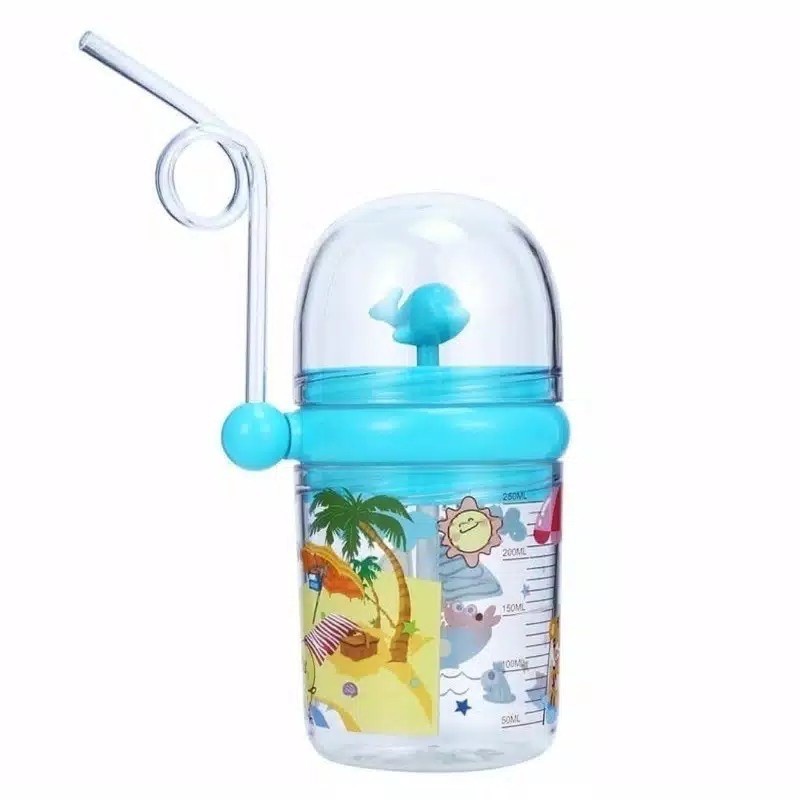 Botol Minum Lumba-Lumba Air Mancur Viral Penutup + Sedotan BPA Free Botol minum air mancur anak 20035