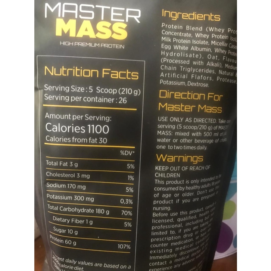 Master Mass Vectorlabs 2 lb Susu Gym Fitness Penambah Berat Badan BPOM