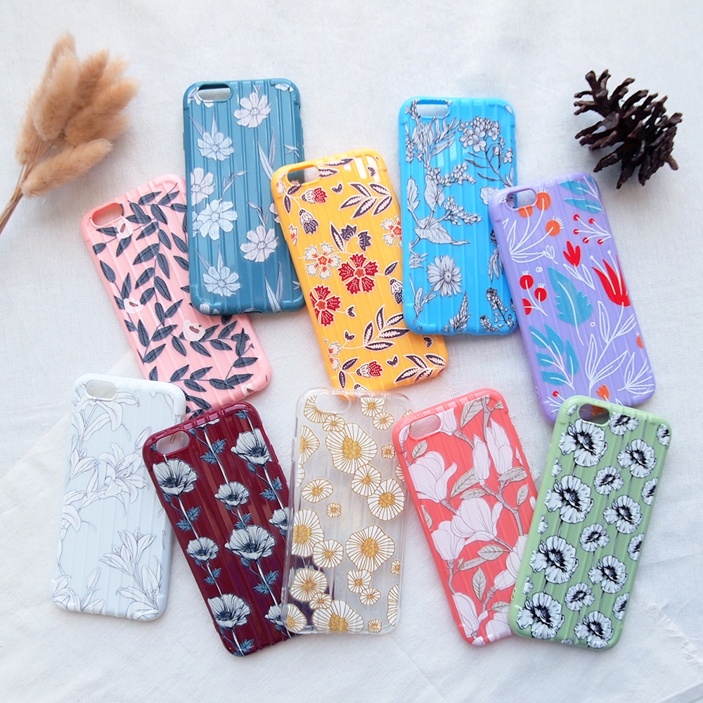 SOFTCASE IPHONE 6 6PUS 7 7PLUS  8 8PLUS 11 12 XS MAX CASE MOTIF BUNGA SOFTCASE KOPER MOTIF