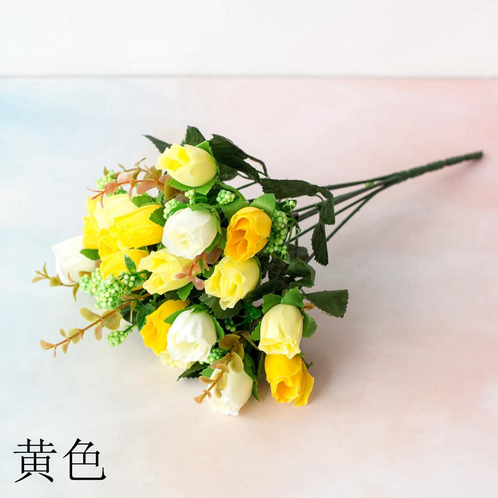 COD BUNGA MAWAR BUNGA TANGKAI PLASTIK BUNGA ARTIFISIAL BUNGA PAJANGAN IMITASI BUNGA HIASAN BT9013-KUNING