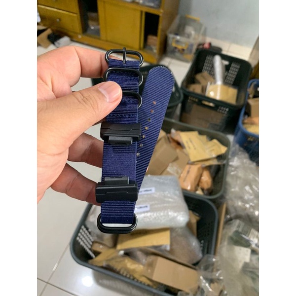 Strap Tali Jam Tangan G shock Nato Kanvas Zulu biru 22mm