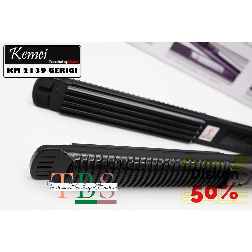 Catokan Rambut Kemei KM 2139 Alat Catokan Temperatur Suhu Profesional Catok Pelurus rambut Modern-GERIGI