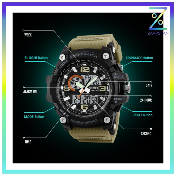 SKMEI Jam Tangan Digital Analog Pria - 1283 - Army Green