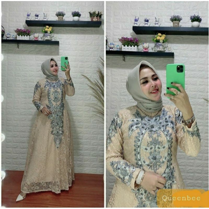 (COD)GAMIS BROKAT BORDIR/KEBAYA PESTA MEWAH
