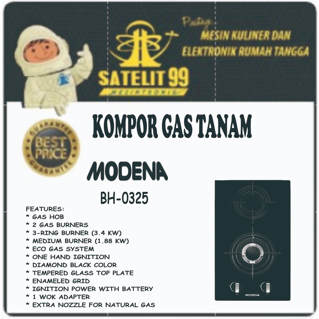 Kompor Gas Tanam 2 Tungku MODENA BH-0325