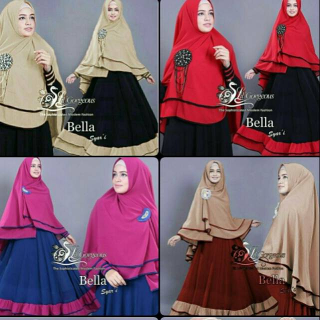 Set Gamis + Jilbab Bella Syar'i / Baju Muslim Wanita