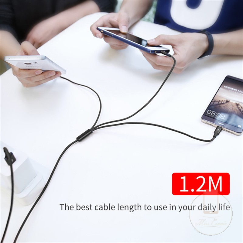 Kabel Data / Charger Micro Usb / Type C 3in1 Fast Charging Panjang 1.2m Untuk Iphone