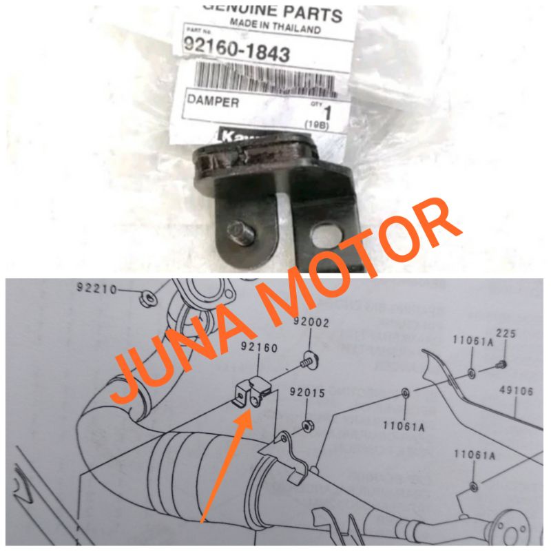 breket dudukan knalpot ninja s r ss original