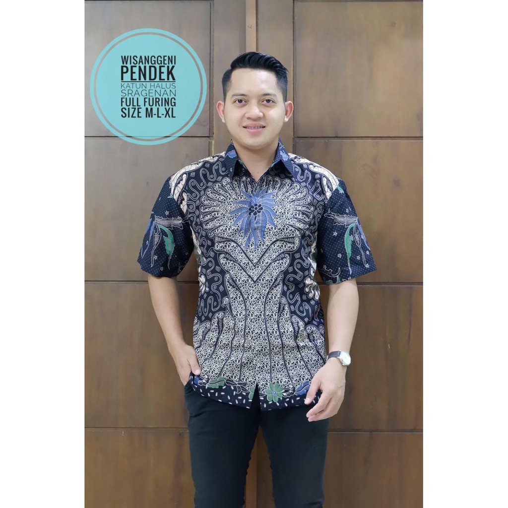 Kemeja Baju Batik Pria Lengan Pendek PREMIUM Modern LAPIS FURING SUKET SEGORO Murah WISANGGENI