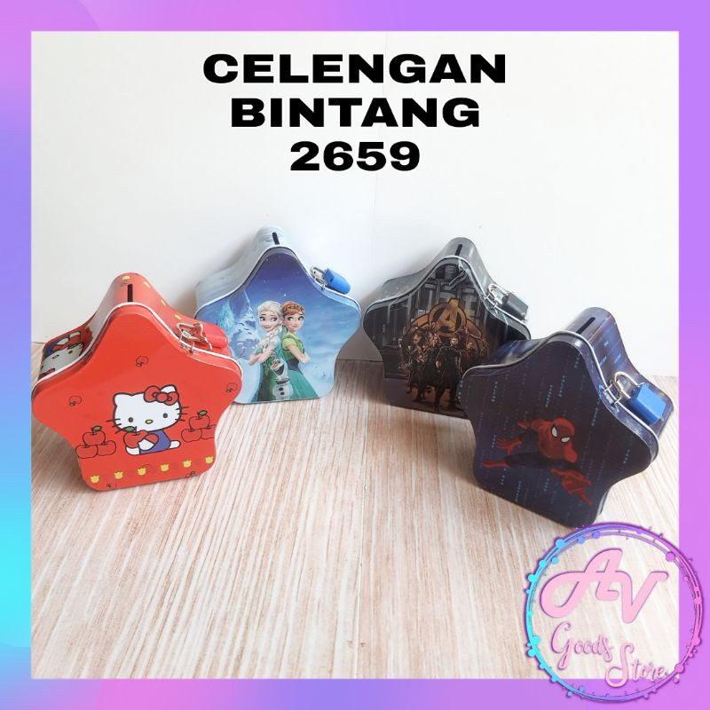 celengan kaleng gembok / souvenir celengan anak karakter / celengan BINTANG 2659