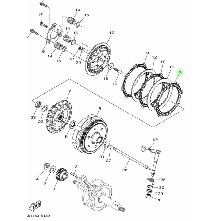 KAMPAS KOPLING VIXION R 155 VIXION NEW (KODE BK8)  MT15 XSR 155 R15 VVA V3 ORI YAMAHA 2ND E6321 00