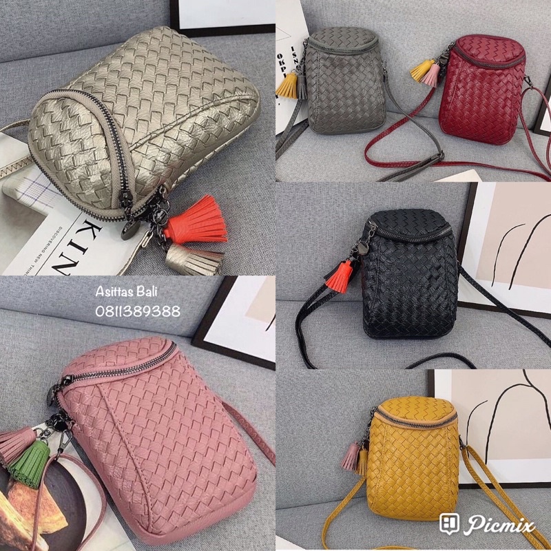 BTG sling bags, simple bags, rajut, anyam kulit, domsel, dompet selendang