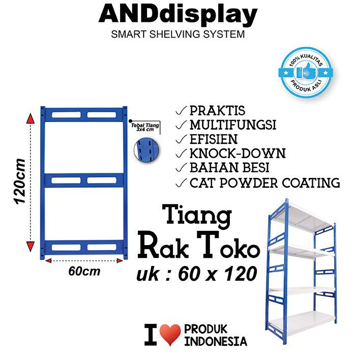 TIANG RAK TOKO T.120CM X L.60CM RAK SUPERMARKET TOKO ANDDISPLAY