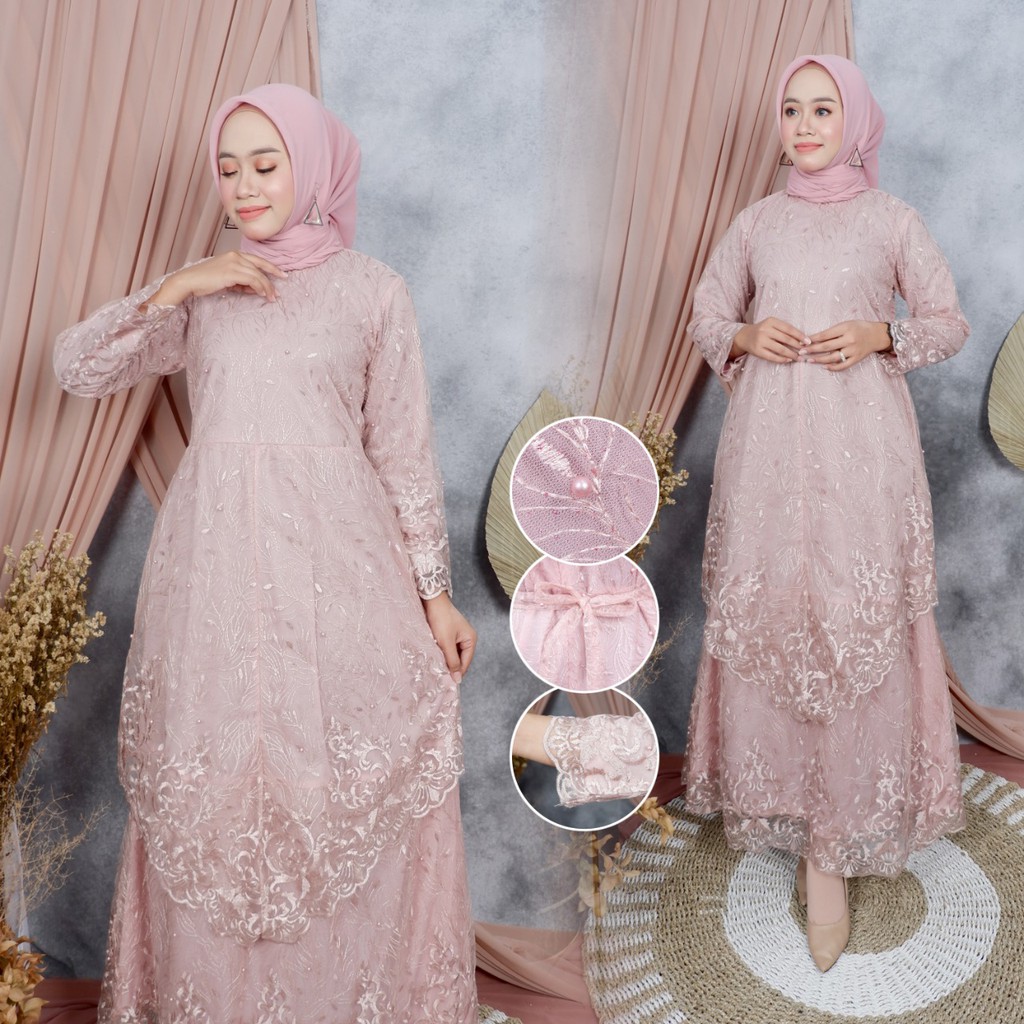 PROMO GAMIS TULLE MEKAR / GAMIS TULLE MUTIARA BORDIR / GAMIS PESTA