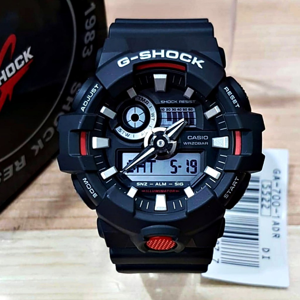 Jam Tangan Pria Casio G Shock Ga 700 Black Red Original Shopee Indonesia