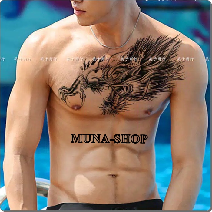 Tato Temporer kode SGT-004 NAGA BESAR size 32x19cm Tahan 2-4 hari Tattoo Temporary  Basic Dada Pungg