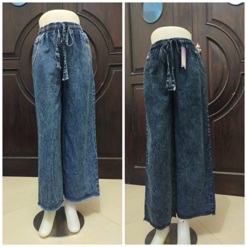 CELANA KULOT JEANS RAWIS/CELANA KULOT JEANS RAWIS PINGGANG FULL KARET