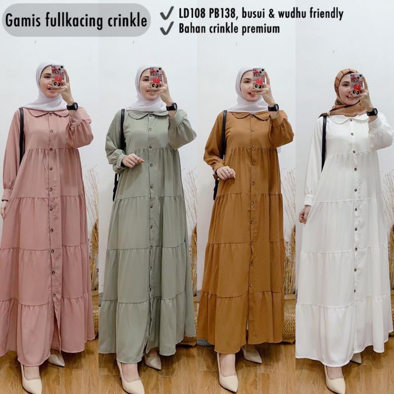 gamis full kancing busui crinkle