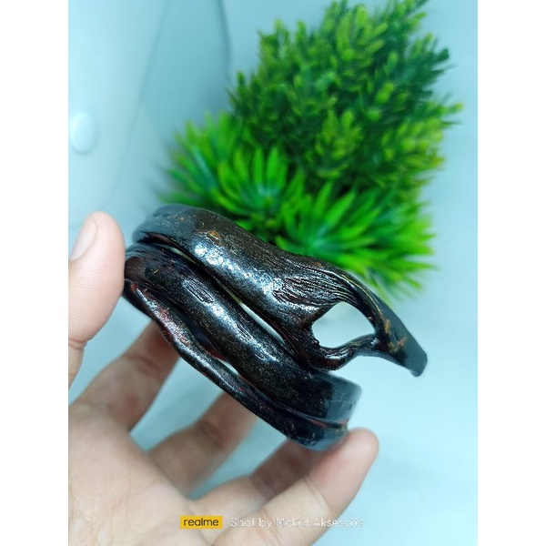 Gelang akar Bahar Merah tembus natural combong unik lilit