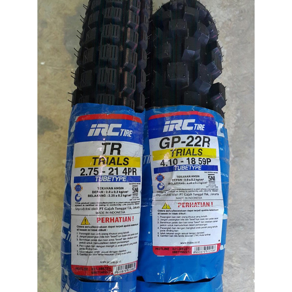 PAKET Ban Luar Trail KLX Set Depan Belakang 275-TRIL Ring 21 dan 410 Ring 18 - GP22 IRC