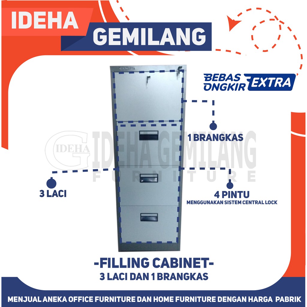 Filling Cabinet 3 laci + 1 Brankast