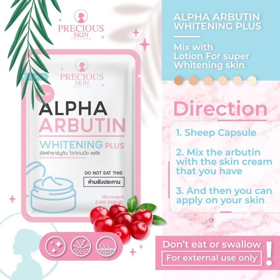 Alpha Arbutin Whitening 3 Plus Powder Pemutih Badan Bubuk Lotion BPOM