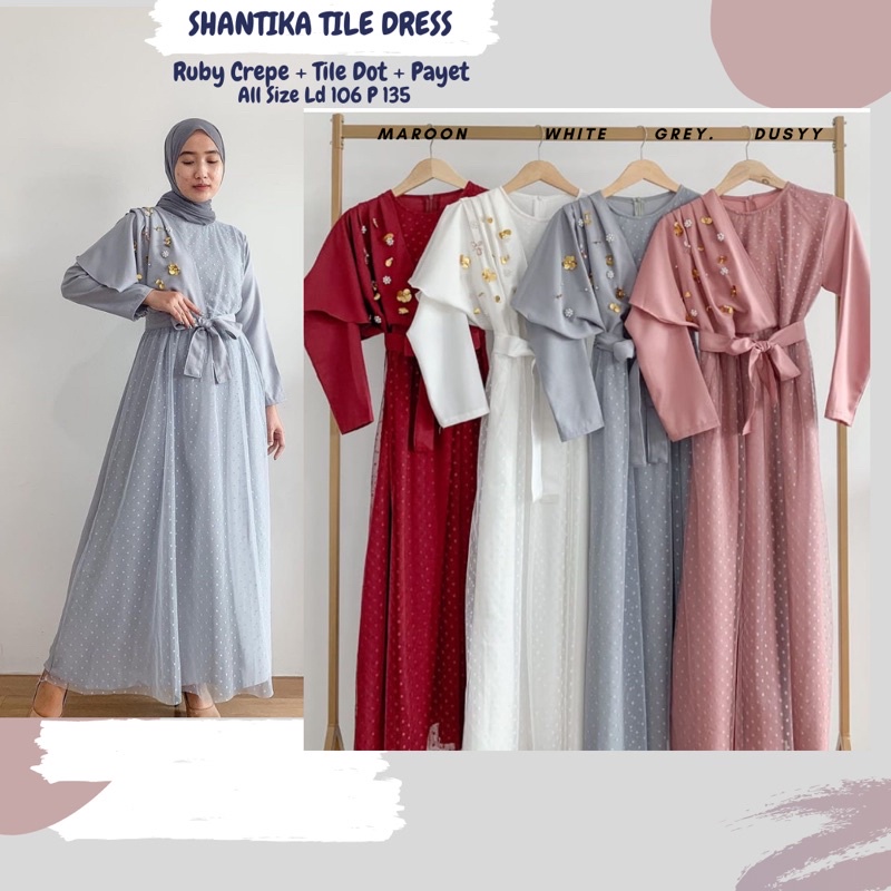 Shantika Tile Dress/ Dress Payet Ld 106/Dress Tille Dot/Dress Tile Payet/Dress Seragaman/Dress Murah