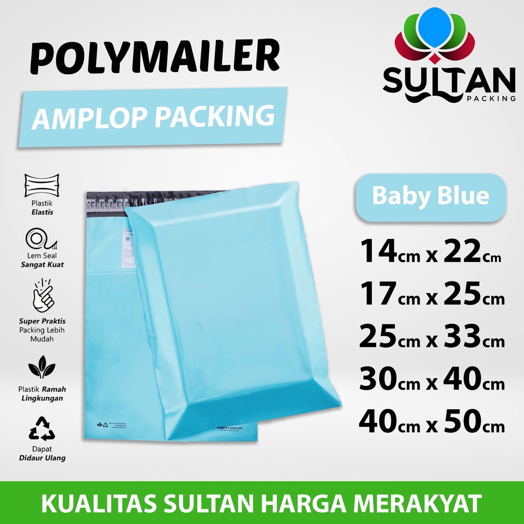 Polymailer Polimailer Amplop Plastik Packing Tosca / Baby Blue Rusfet Premium Satuan