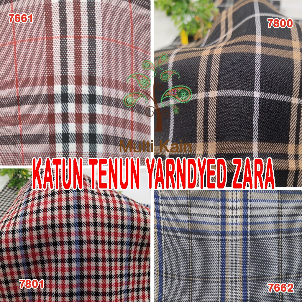 bahan multi kain katun tenun yarndyed kotak / salur basik basic