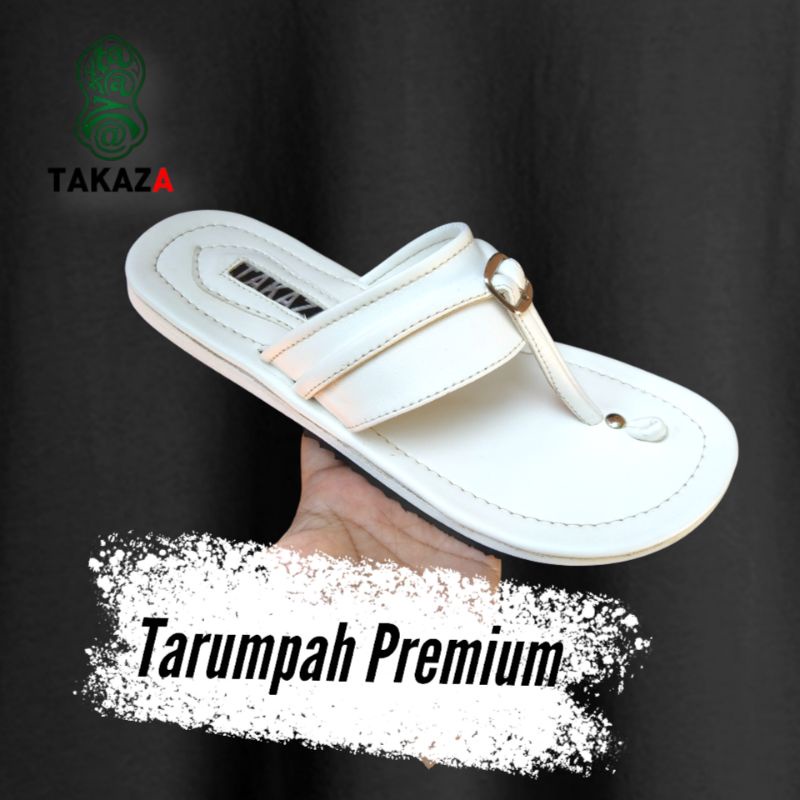 TAKAZA | Sandal Tarumpah Jepit Kulit Sapi Warna Putih