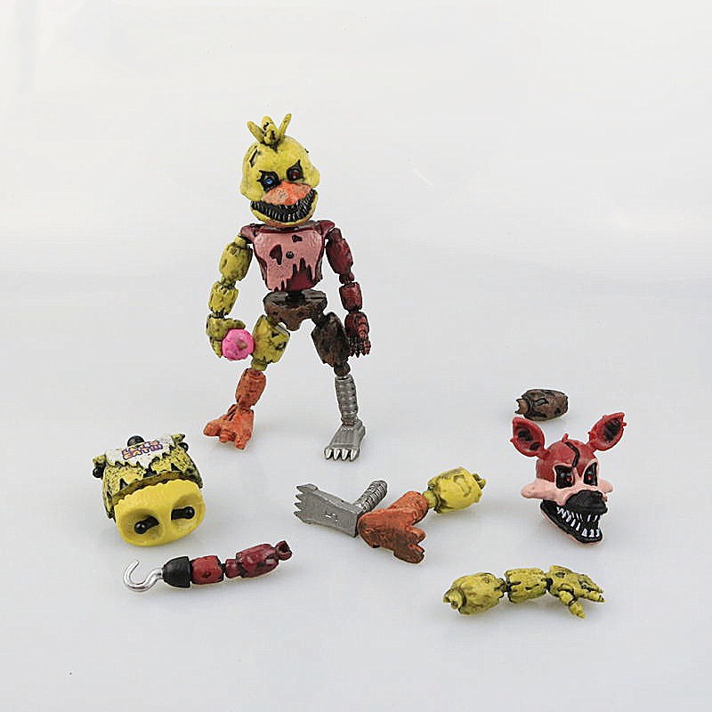 6pcs / set Mainan Action Figure Five Nights at Freddy 's Nightmare Freddy Chica Bonnie Foxy Bahan PVC Untuk Dekorasi Kue