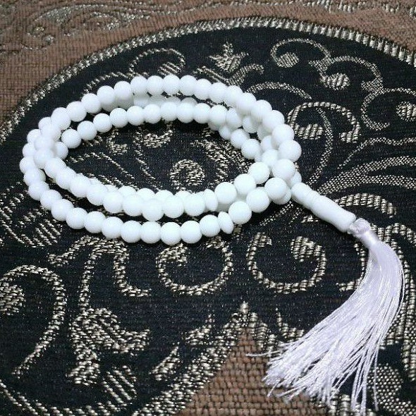 TASBIH BATU GIOK PUTIH SALJU NATURAL 99 BUTIR