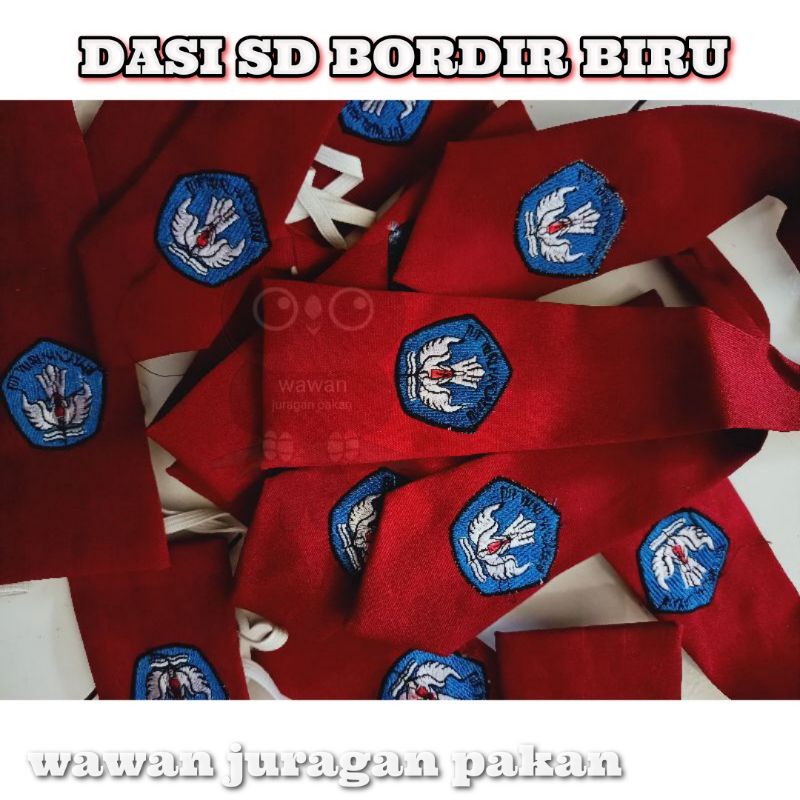 DASI SD DASI SEKOLAH BORDIR BIRU DASI SD CEWEK , DASI SD COWOK, DASI KARET BORDIR