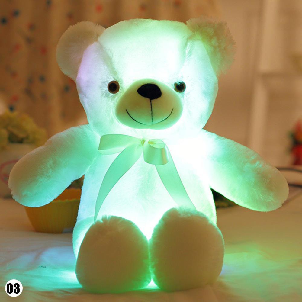 Timekey Boneka Plush Beruang Dengan Lampu LED Warnawarni Ukuran 30cm F7Y9