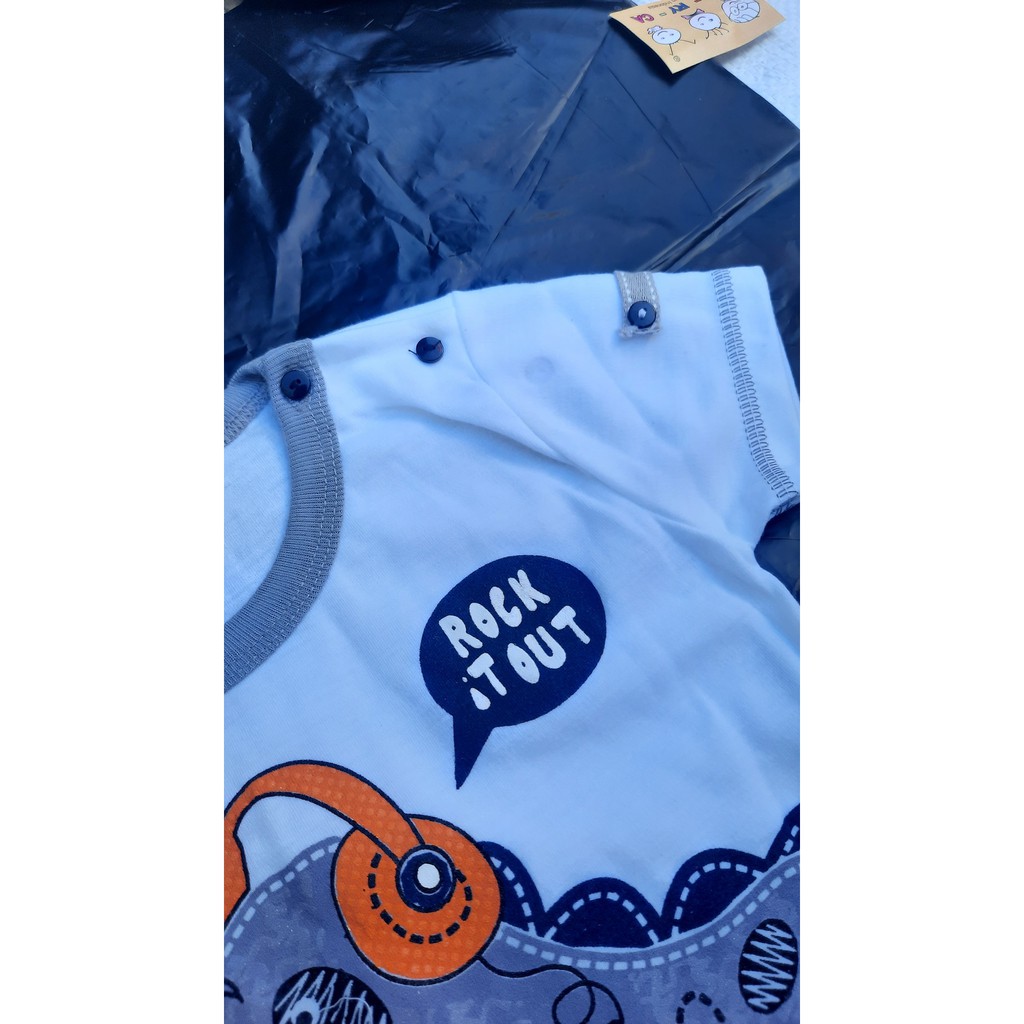 Setelan Pendek Baju Bayi Laki-laki size 0 - 12 Bulan Motif Dino