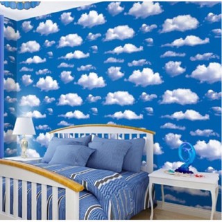 PROMO Wallpaper Sticker Atap Plafon Dinding Motif AWAN BIRU Dekorasi