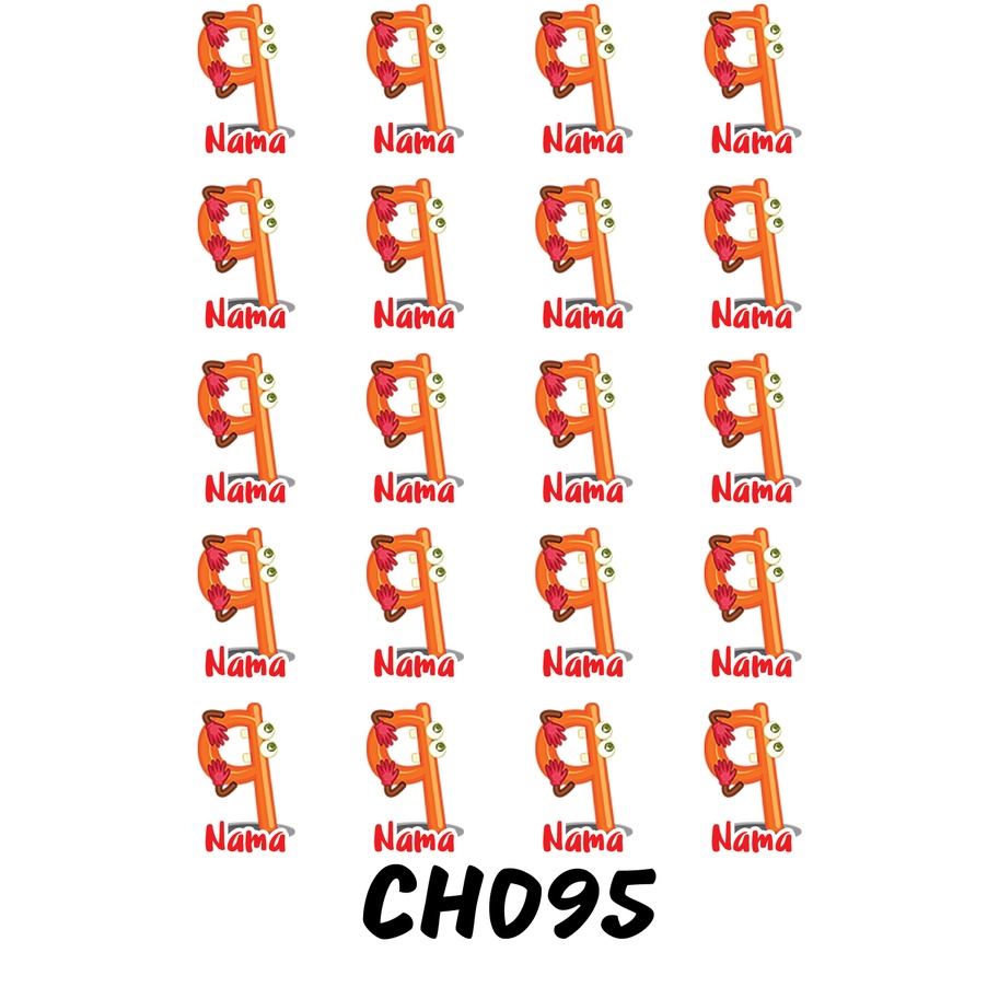 

Sticker Nama Cutting Label Waterproof Tahan Air Huruf 95 (CH095)