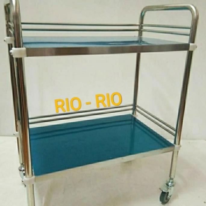 Troli Instrumen /Troli Makan/ Troli 2Tingkat / Food Trolley Stainless