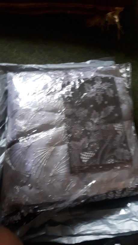 Lumbung Batik | Batik Couple Bruklat Tille Azura Mini Blouse Silver Free Selendang