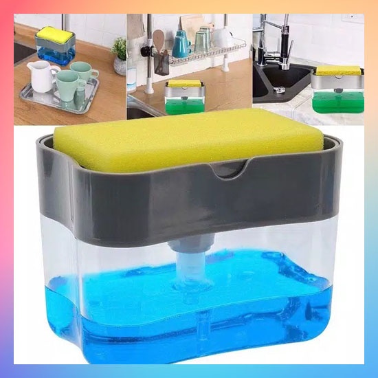 Dispenser Sabun Cair Cuci Piring Soap Pump Sponge Caddy / Tempat Wadah Sabun Cuci