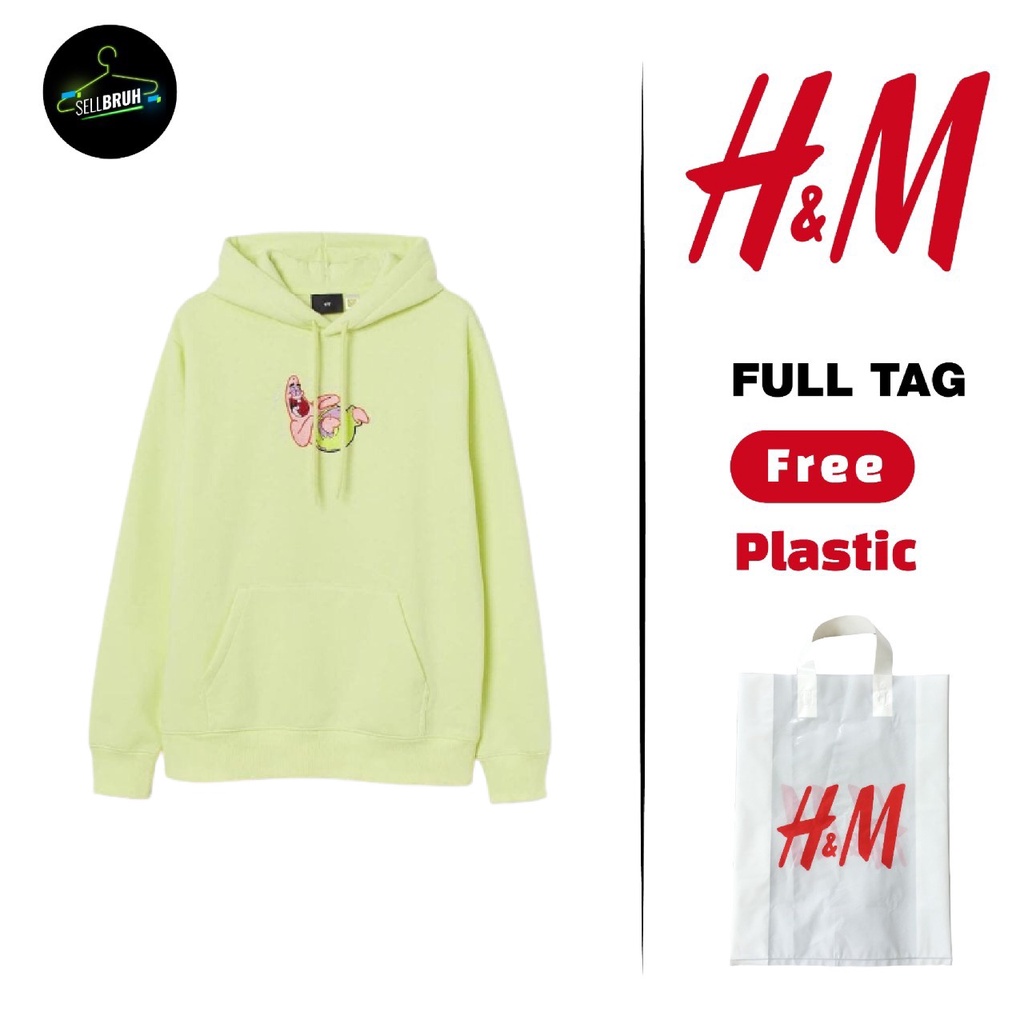 Hoodie Jaket Pria Wanita  HnM/H&M Patrick Green Light Hijau